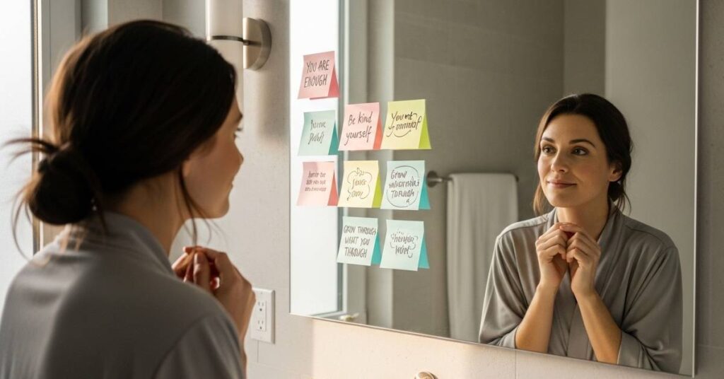 affirmations sticky notes mirror daily self talk practice