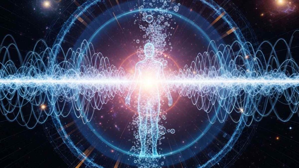 Energy field and atomic vibration representing inner resonance and quantum energy connection
