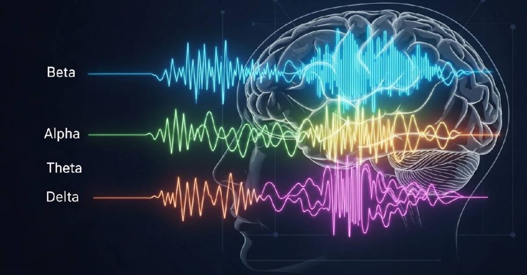 brainwave states showing beta alpha theta and delta frequencies in the brain
