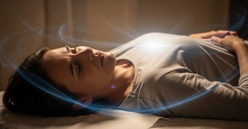 A person experiencing Reiki for the first time with mixed emotions