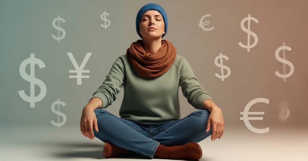 person feeling calm and grounded representing financial mindset and manifestation