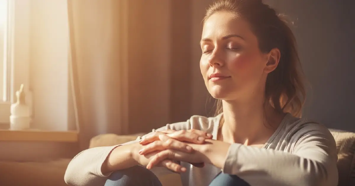 woman practicing manifestation and self love for peace of mind