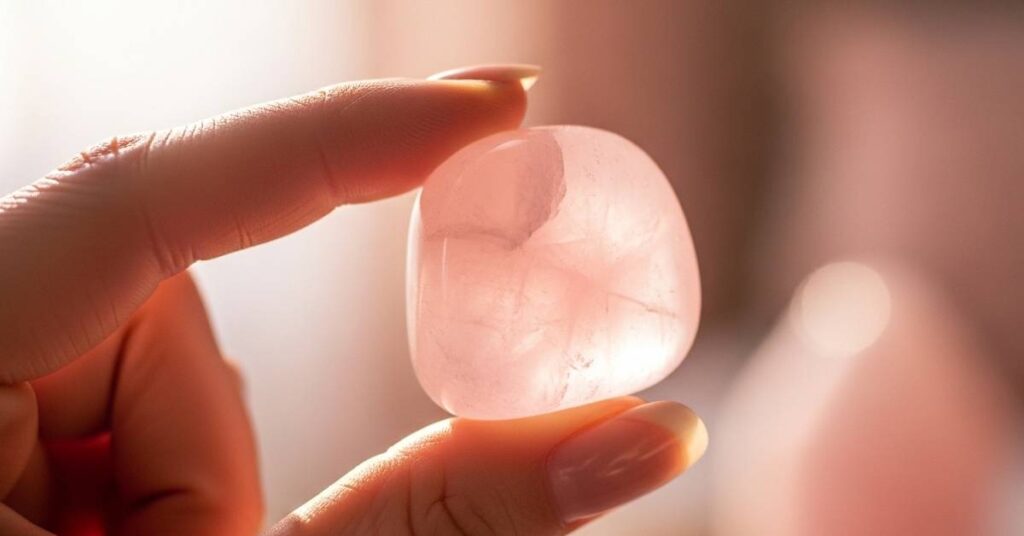 rose quartz crystal symbolizing self love and emotional healing