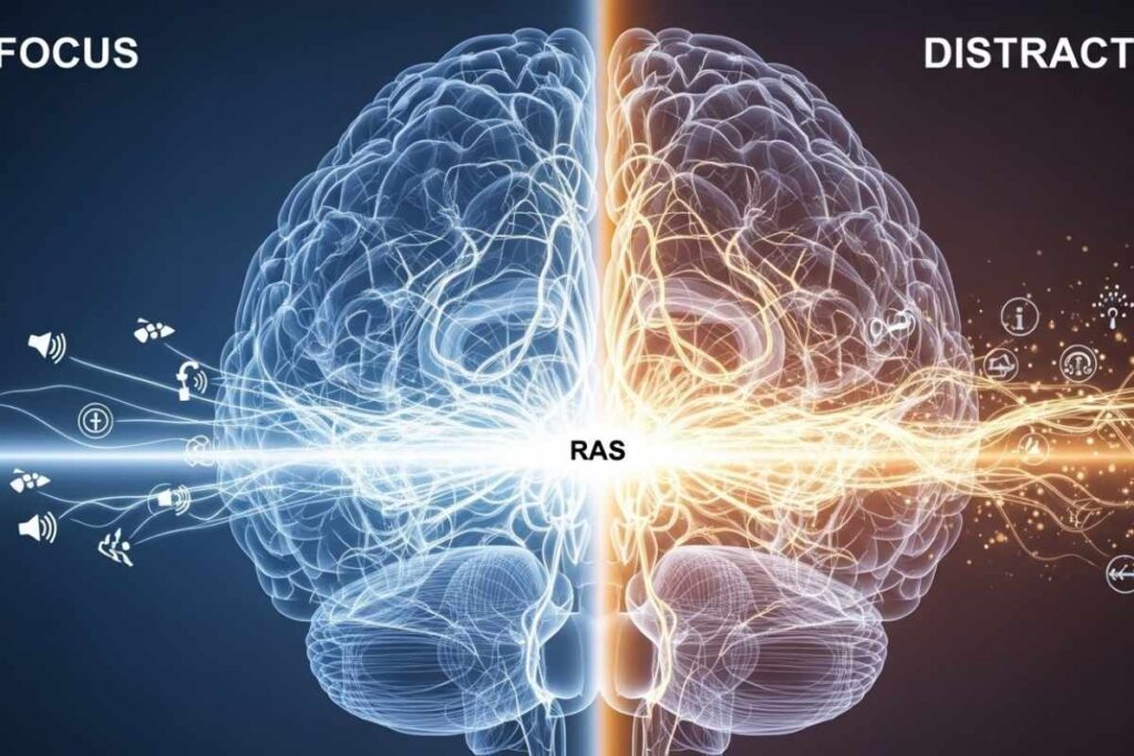 brain filtering reality reticular activating system manifestation psychology concept