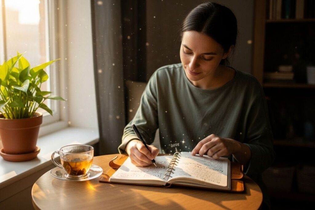 personal growth mindset journaling manifestation success concept