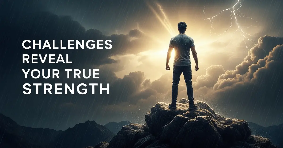 motivational quotes about life challenges inspiring resilience and growth on a stormy path to sunrise